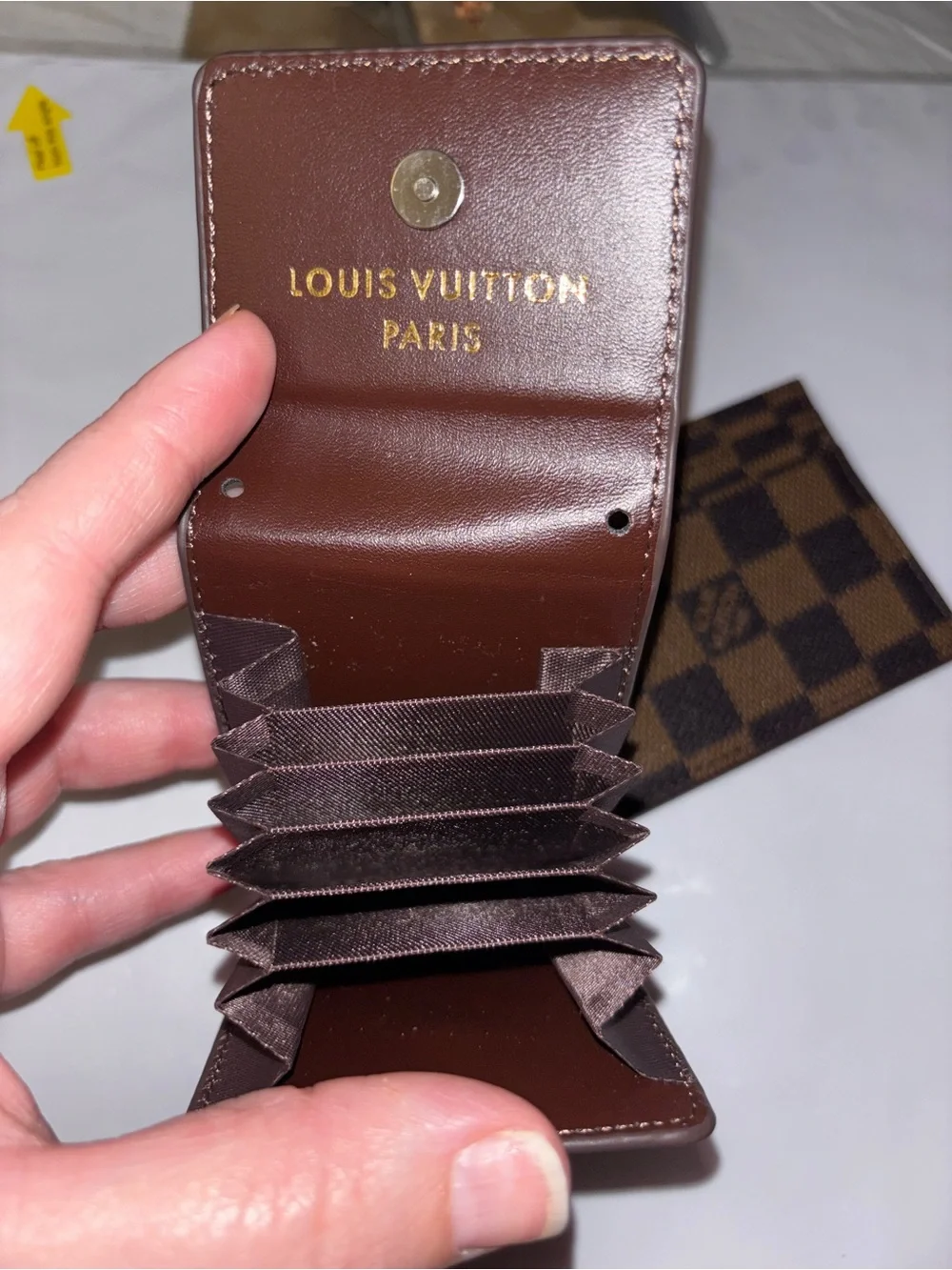 Brand new Set  Damier Card Holder in Brown with Gold LV